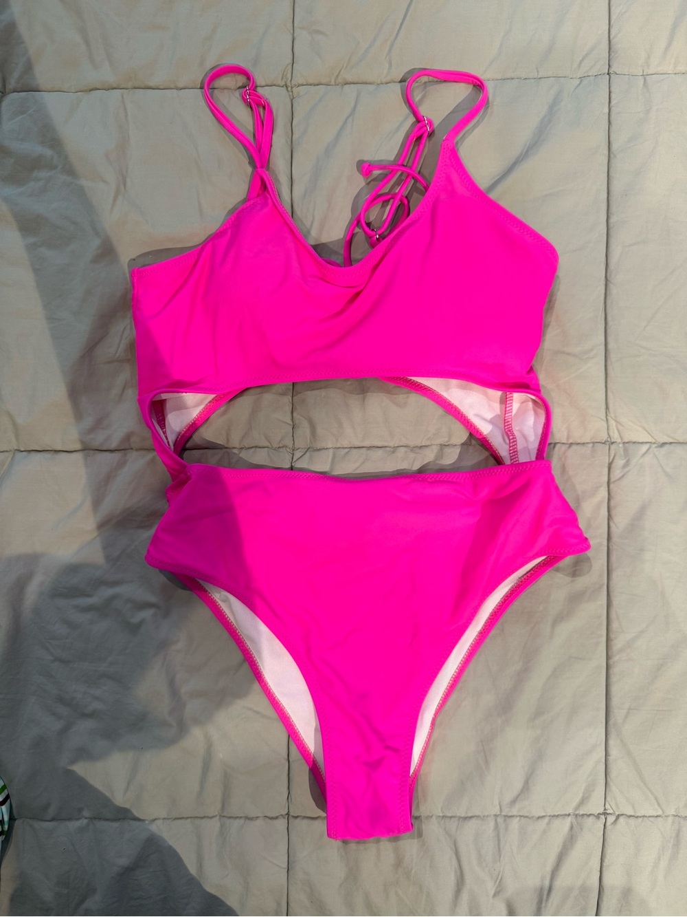 Girls Hot Pink Cutout One-Piece Swimsuit